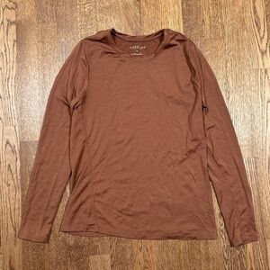 Unbound Merino Wool Brown Long Sleeve T Shirt Womens Medium